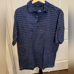 Tiger Woods Collection Navy Striped Polo Shirt